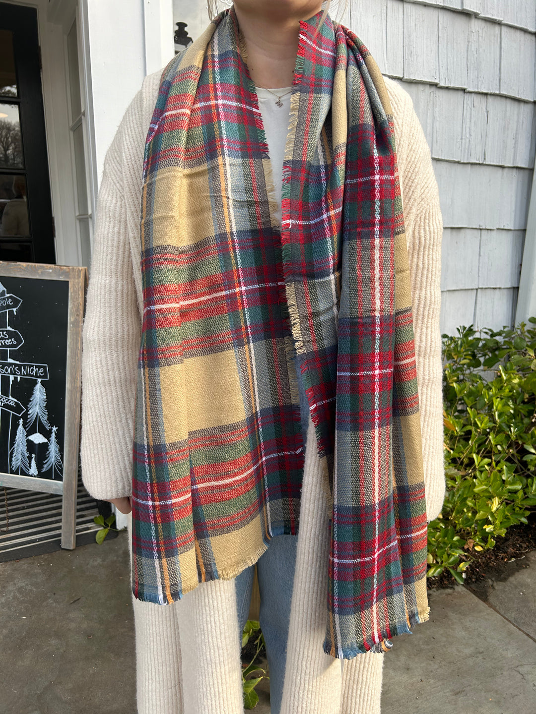 Jenna Blanket Scarf in Tan