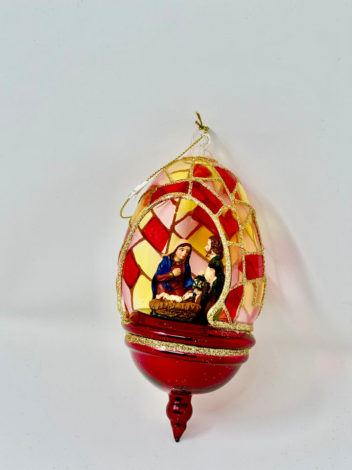 Holy Family Glass Ornament