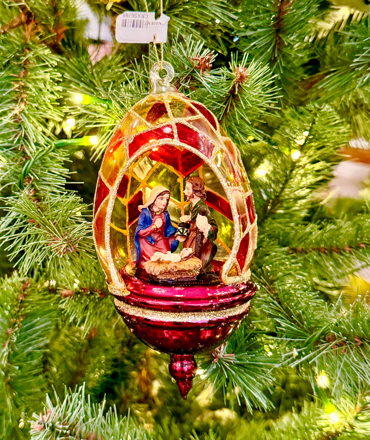 Holy Family Glass Ornament