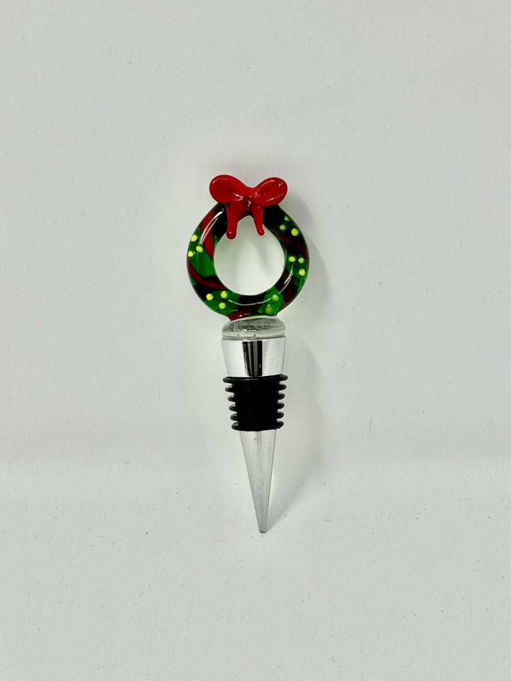 Holiday Glass Wine Stopper