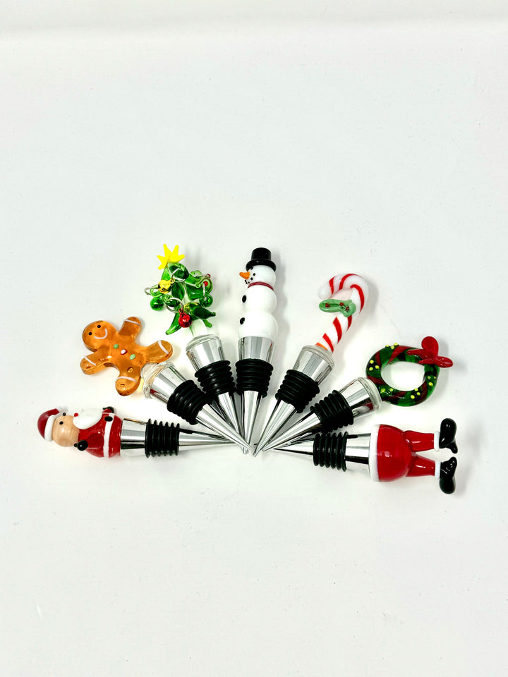 Holiday Glass Wine Stopper