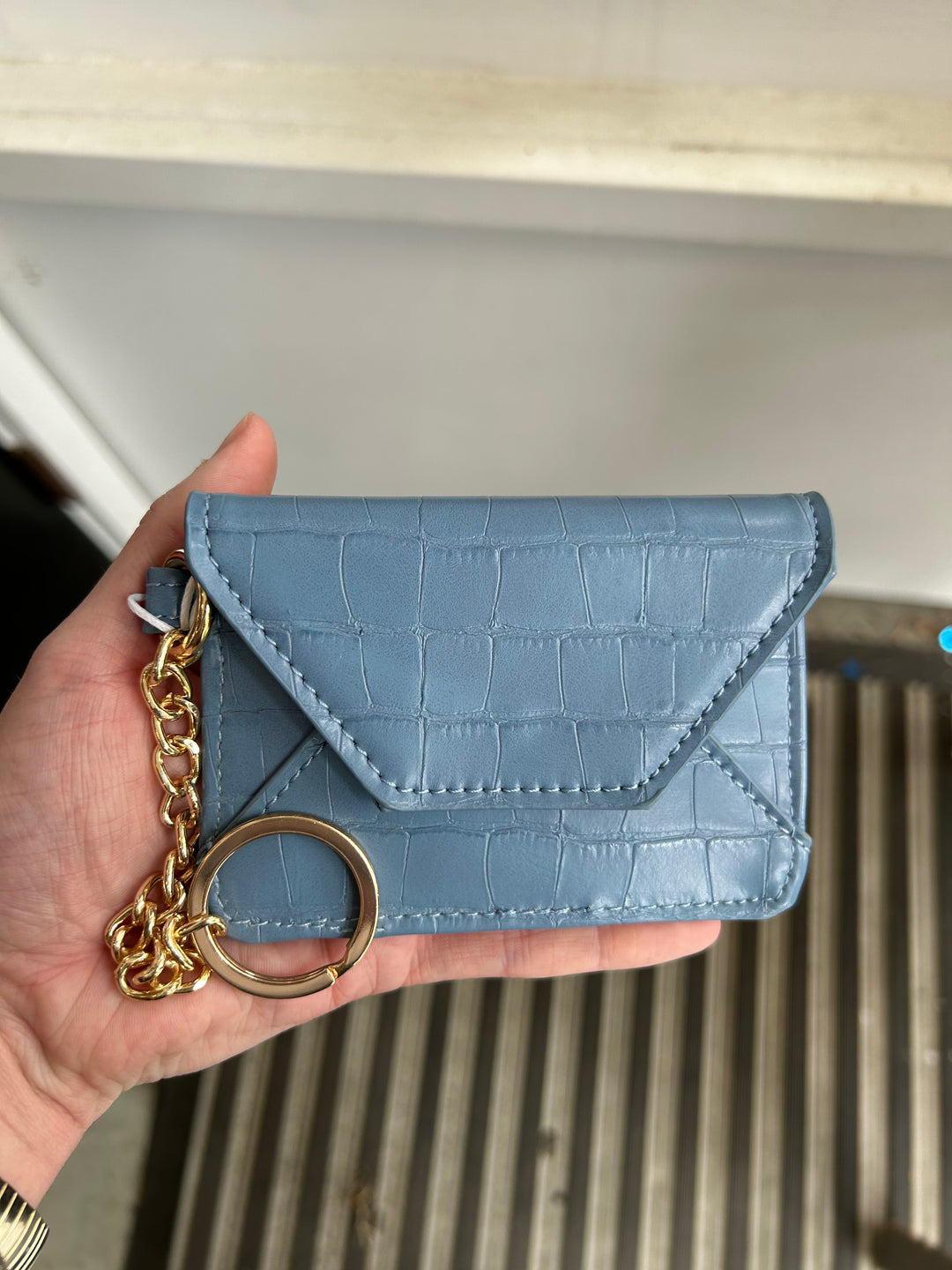 Gia Croco Card Holder in Blue - Madison's Niche 