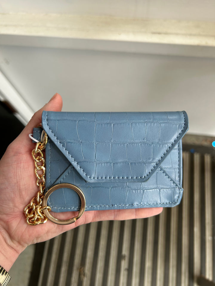 Gia Croco Card Holder in Blue