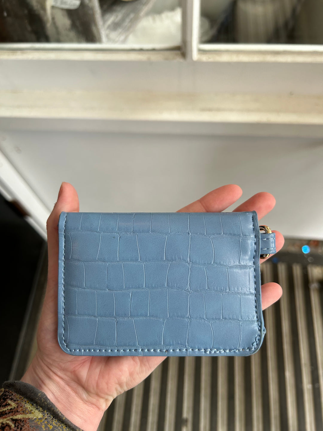 Gia Croco Card Holder in Blue - Madison's Niche 