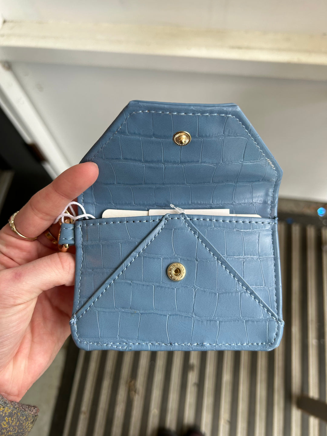 Gia Croco Card Holder in Blue