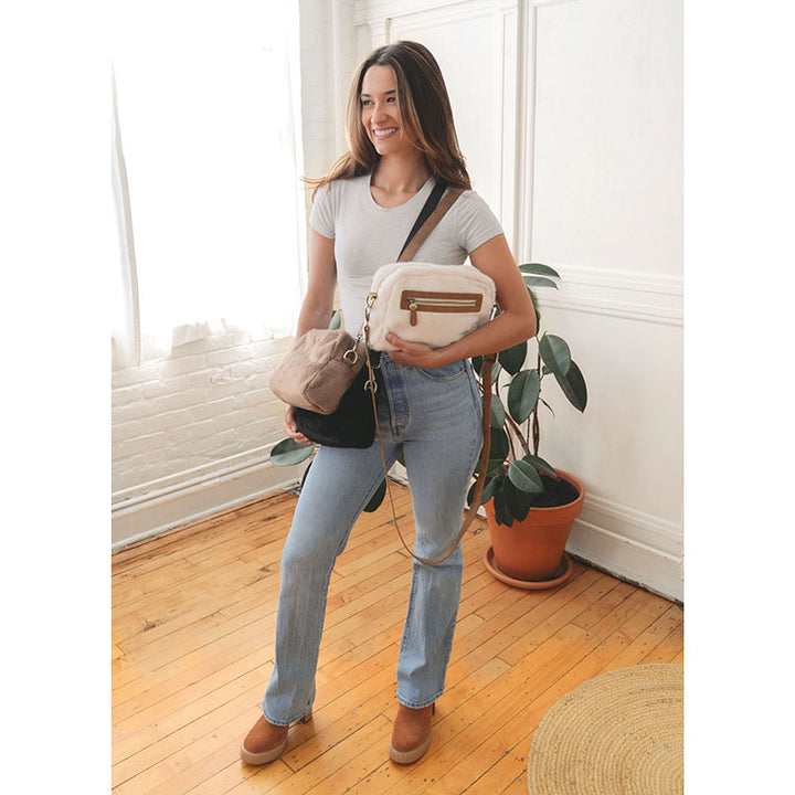 Ginny Faux Fur Crossbody in Ivory