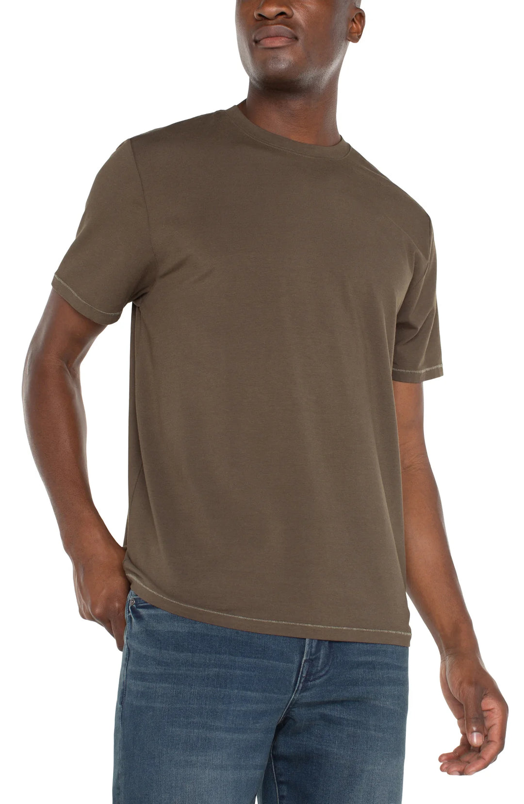 Short Sleeve Crew Neck Tee in Olive