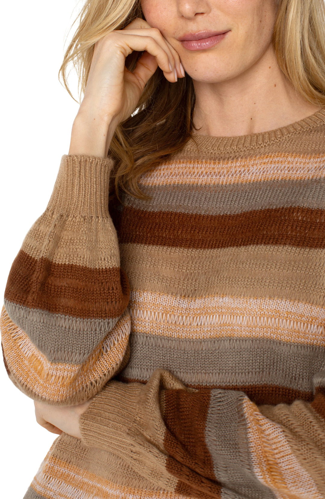 Long Sleeve Crew Neck Sweater in Jasper Multistripe