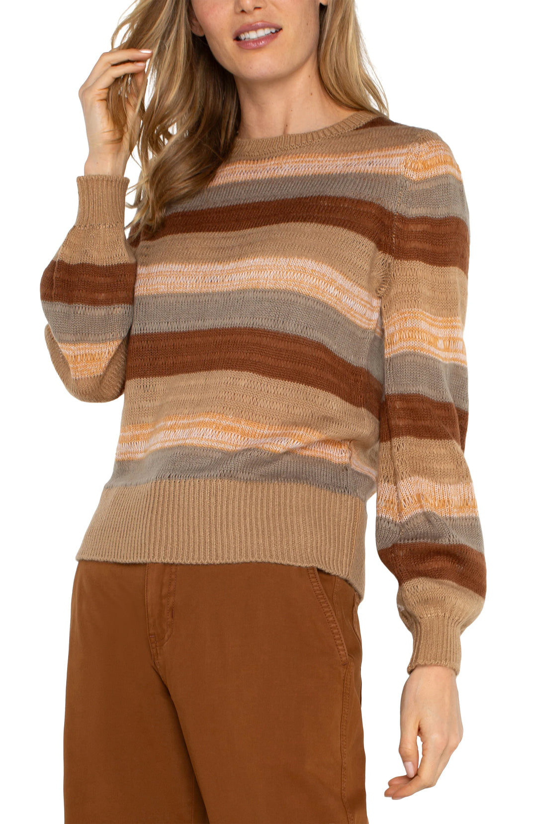 Long Sleeve Crew Neck Sweater in Jasper Multistripe