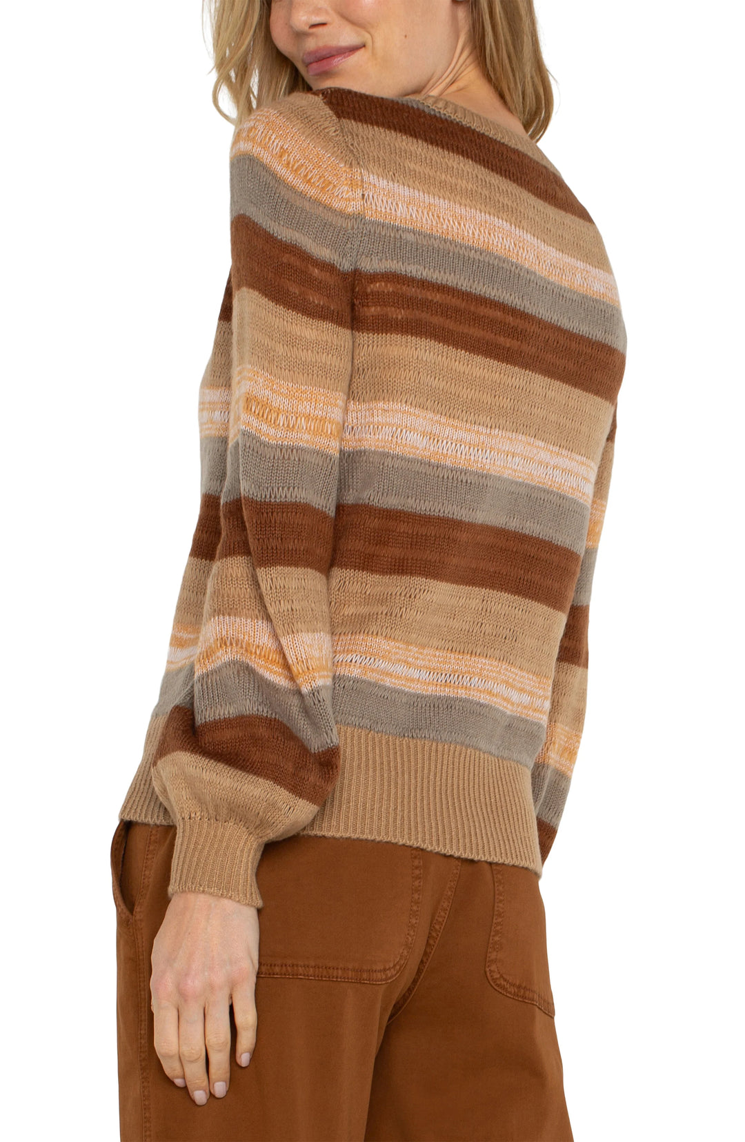 Long Sleeve Crew Neck Sweater in Jasper Multistripe