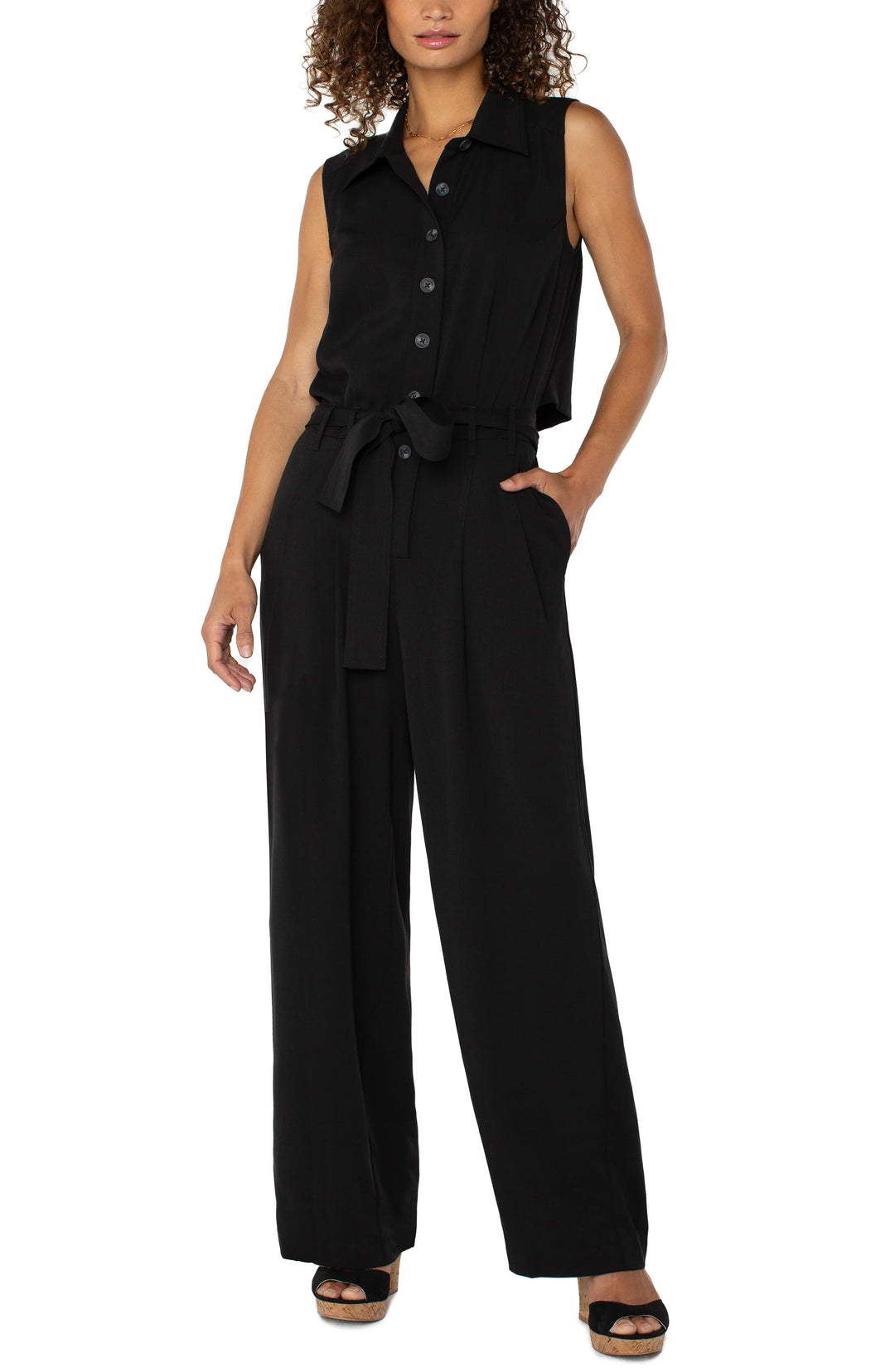 Black Sleeveless Wide Leg Jumpsuit