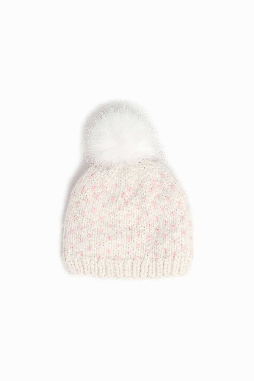 Little Hearts Pompom Hat in Blush