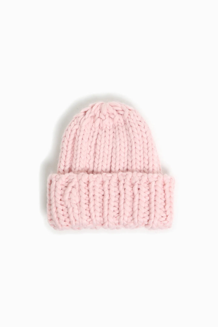 Hand Knit Chunky Beanie in Blush