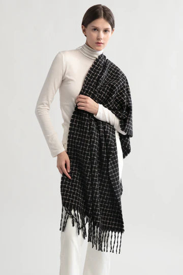 Uma Windowpane Scarf in Black