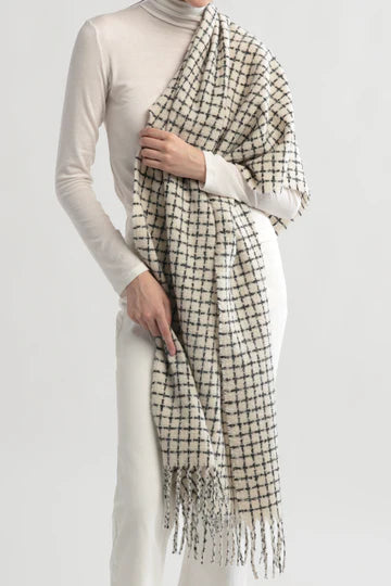 Uma Windowpane Scarf in Ivory