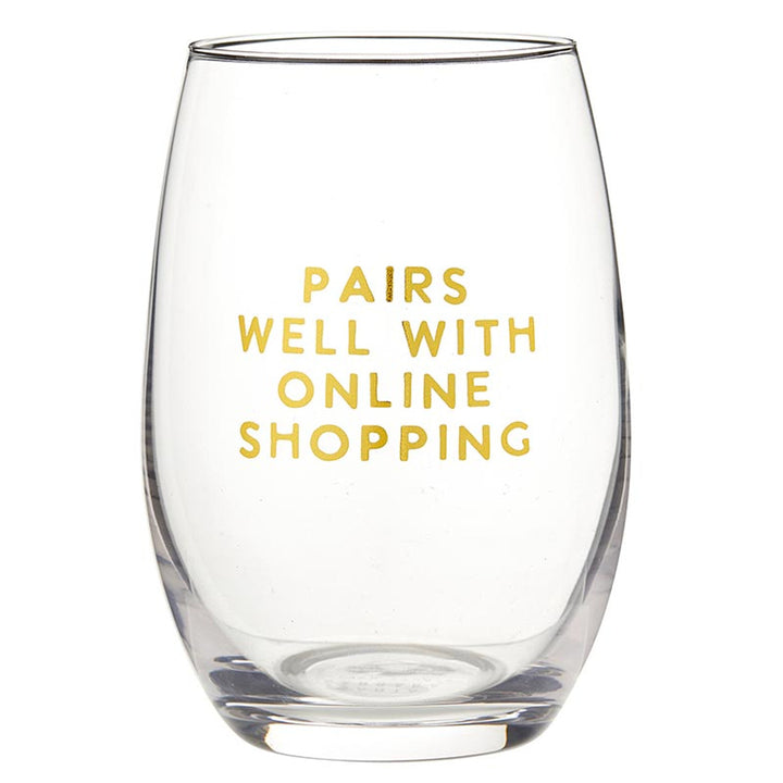 "Pairs with Shopping" Wine Glass