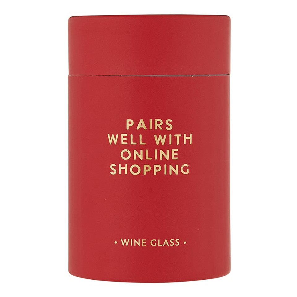 "Pairs with Shopping" Wine Glass