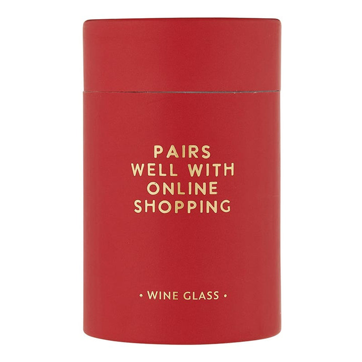 "Pairs with Shopping" Wine Glass