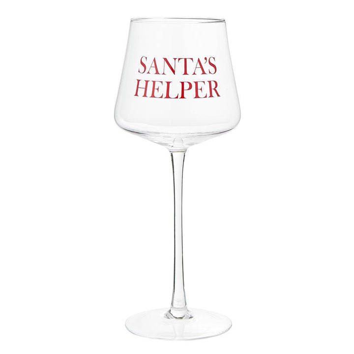 "Santa's Helper" Stemmed Wine Glass