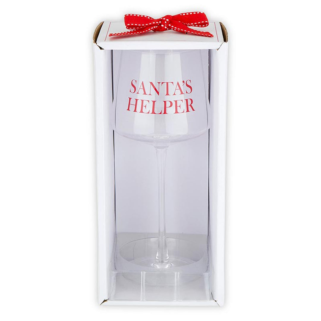 "Santa's Helper" Stemmed Wine Glass