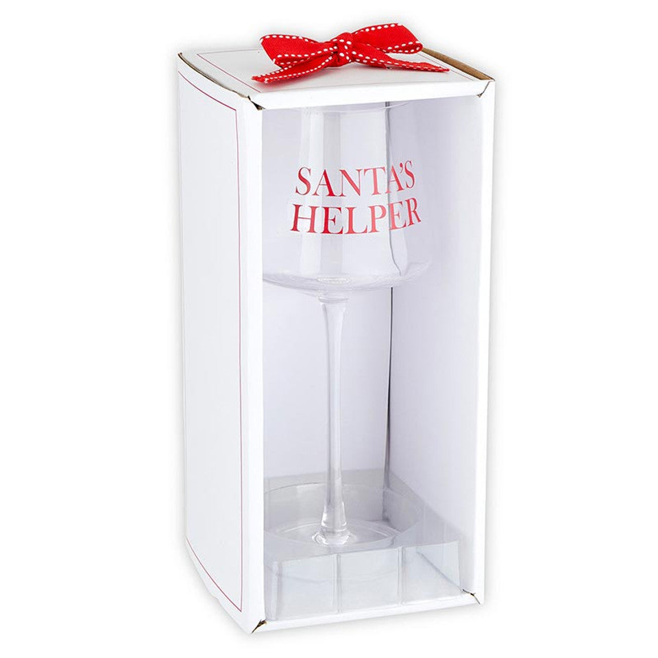 "Santa's Helper" Stemmed Wine Glass