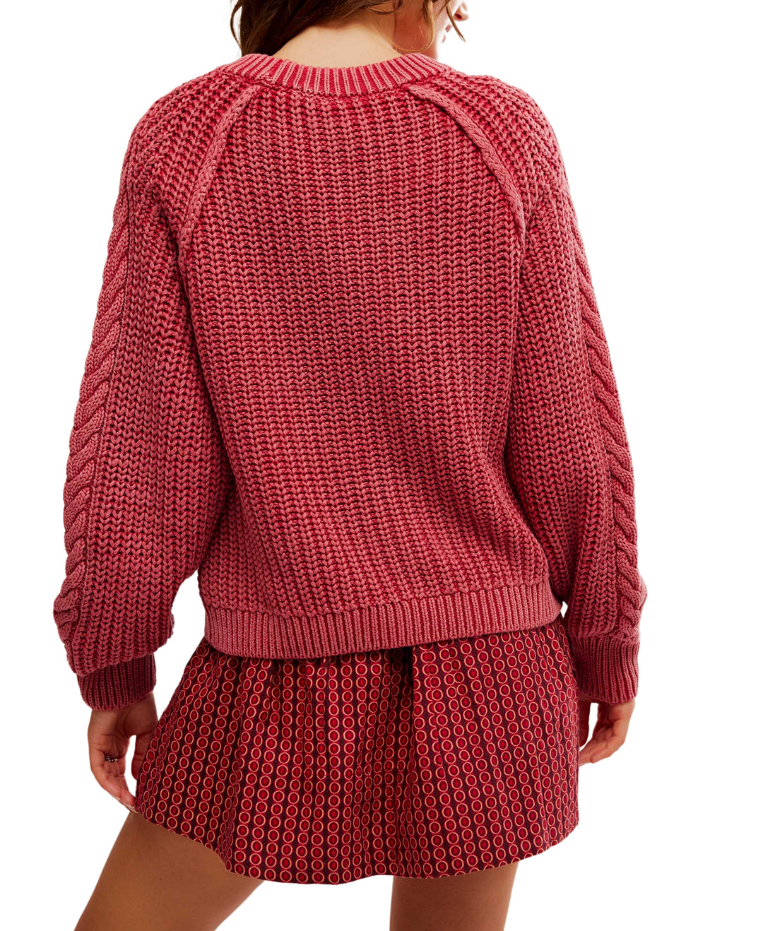 Frankie Cable Sweater in Cherry