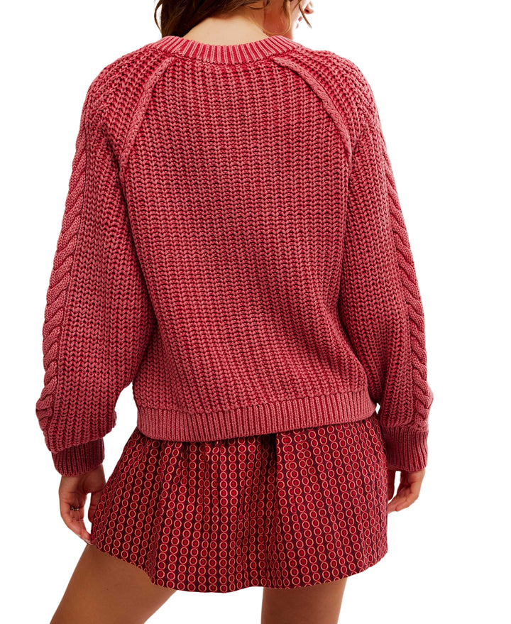 Frankie Cable Sweater in Cherry