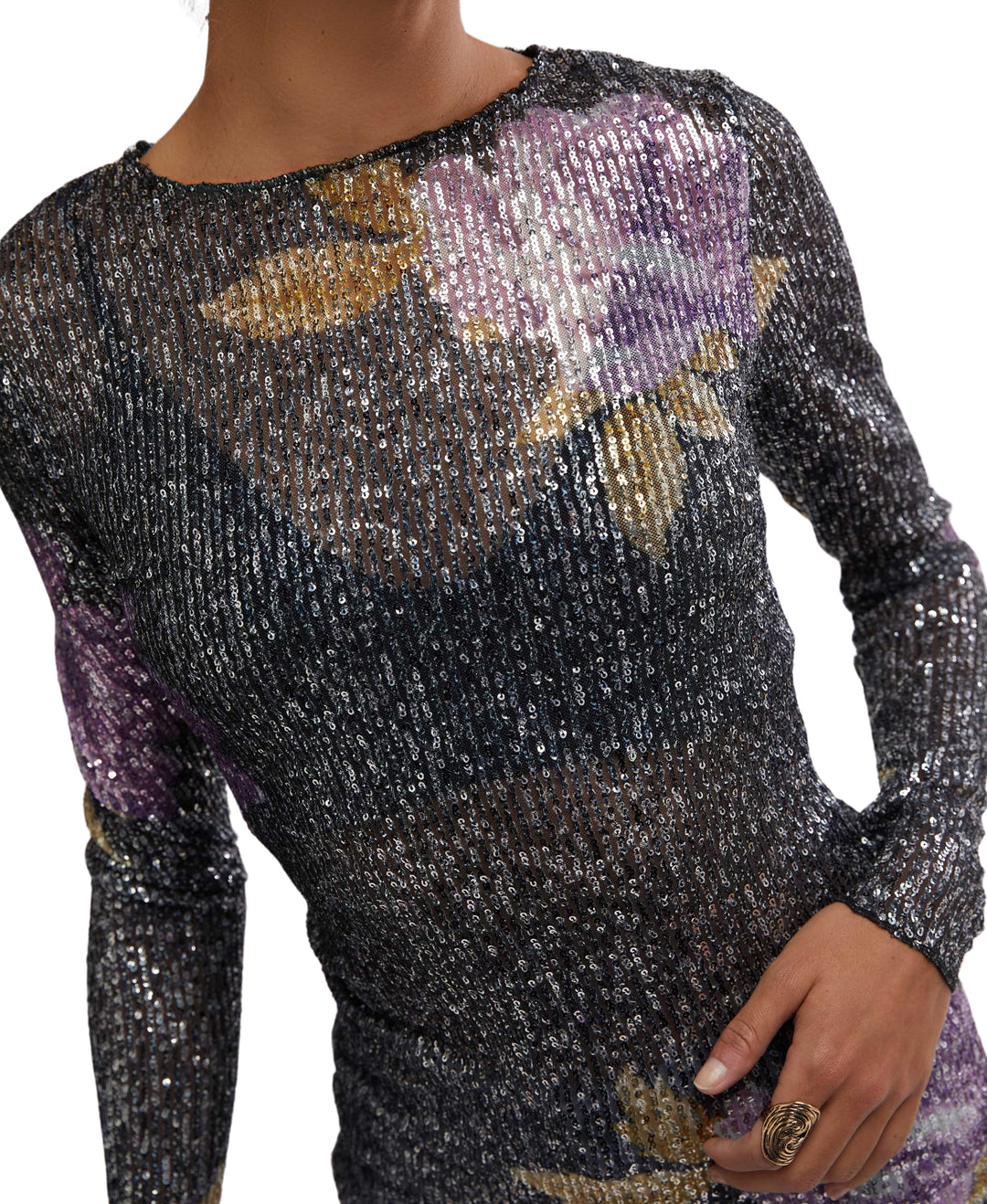 Long Sleeve Printed Gold Rush Top