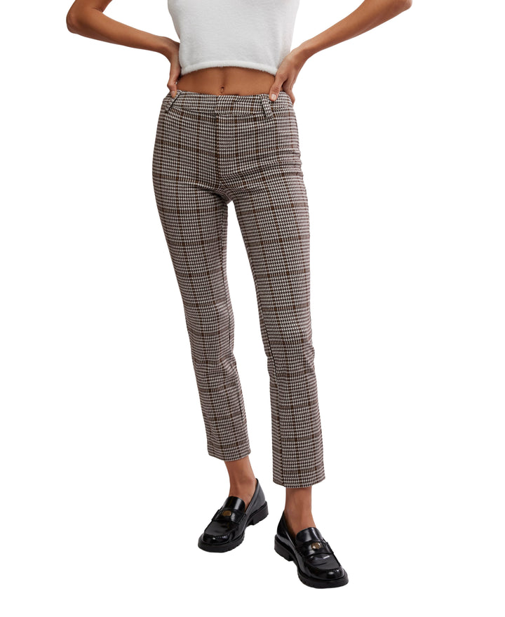 Molly Plaid Slim Pant in Neutral