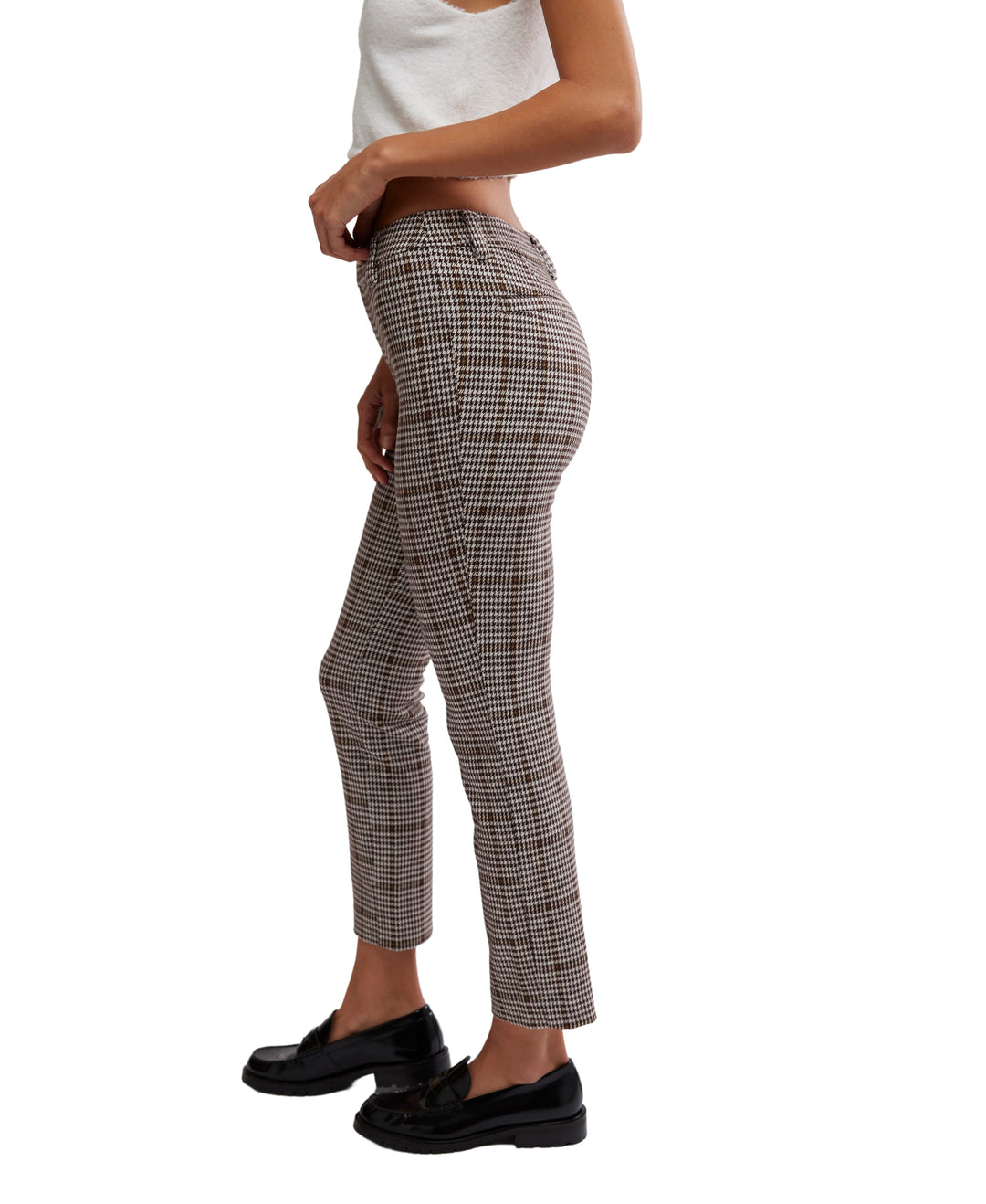 Molly Plaid Slim Pant in Neutral