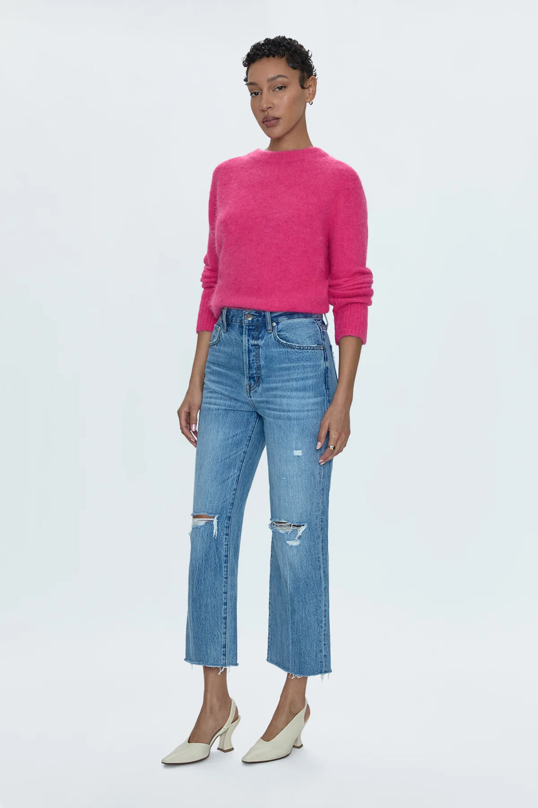 Cassie Crop Jeans in Bushwick Distressed