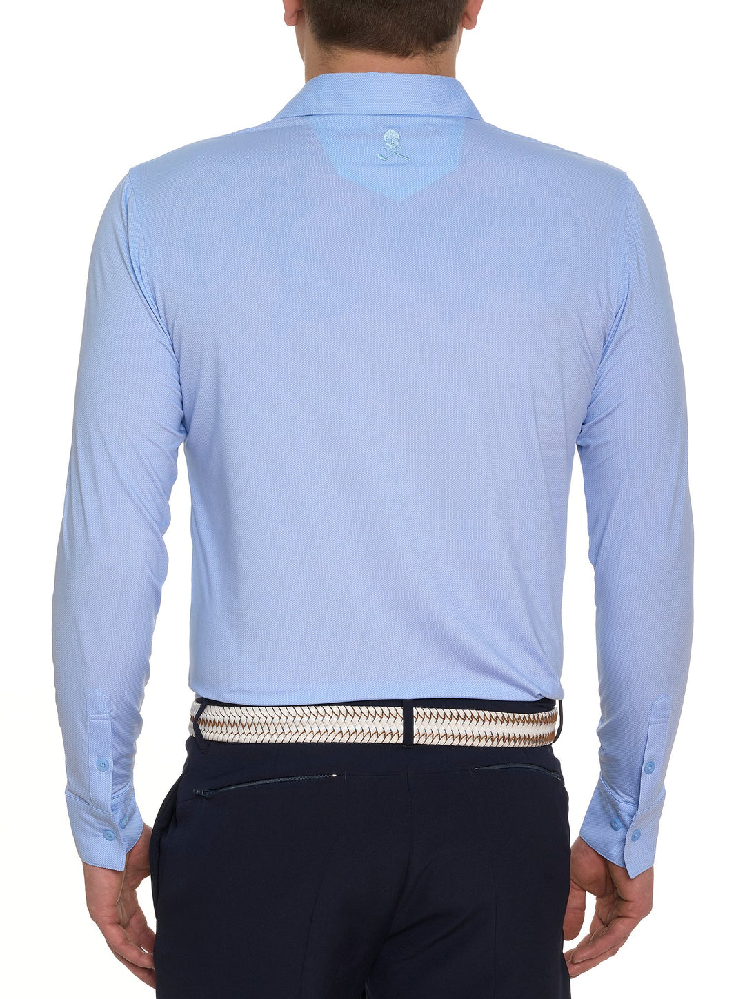 Alastor Long Sleeve Knit Polo in Light Blue