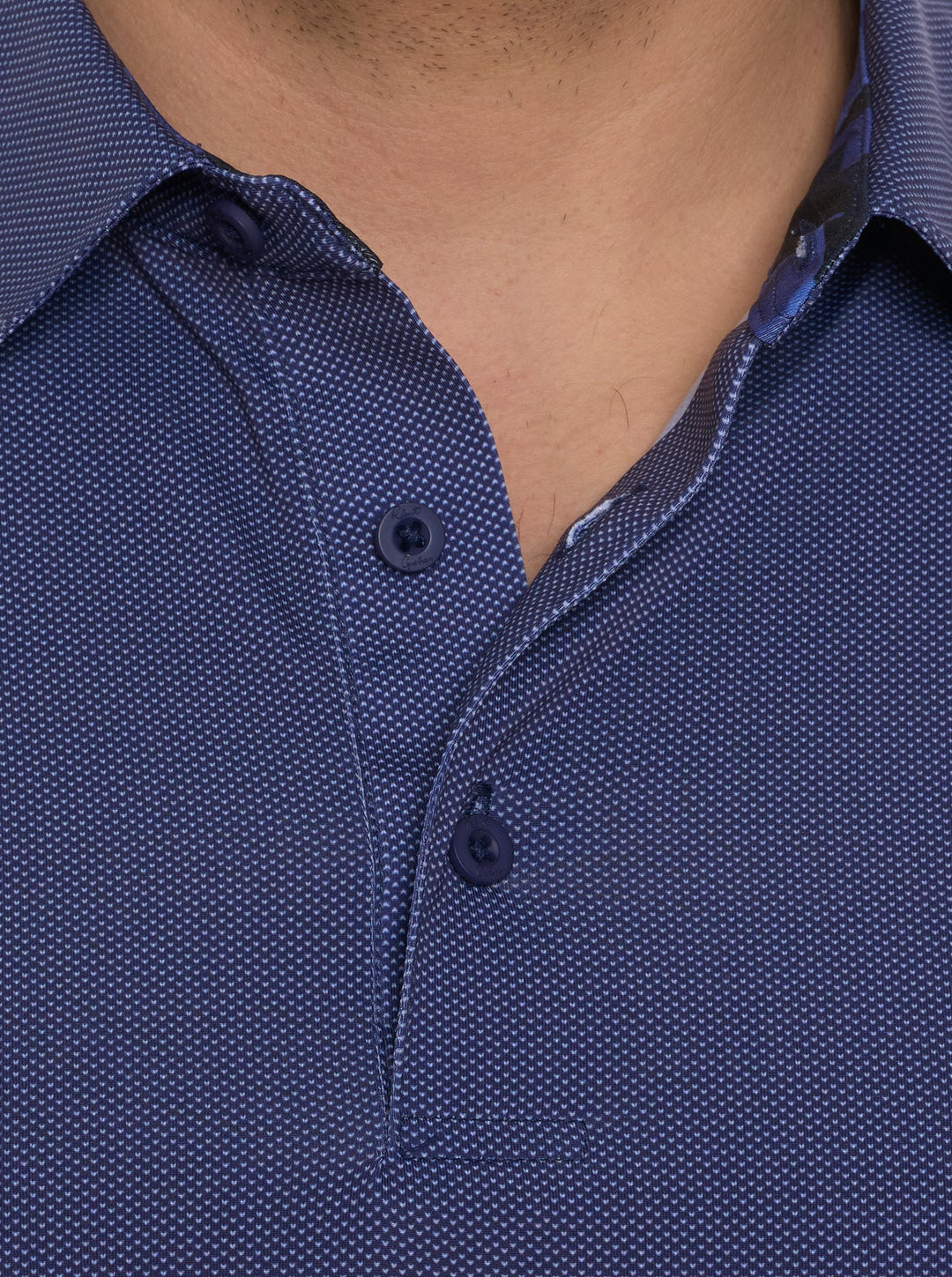 Alastor Long Sleeve Knit Polo in Navy