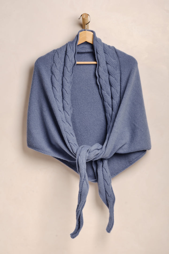 Coastline Cable Knit Scarf in Heritage Blue