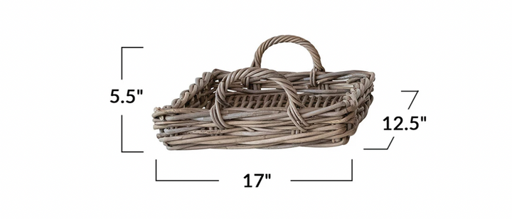 Woven Rattan Tray with Handle