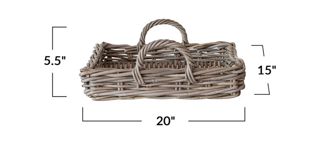 Woven Rattan Tray with Handle