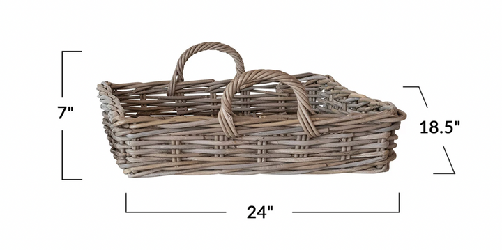 Woven Rattan Tray with Handle