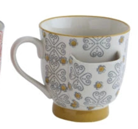 Hand-Stamped Mug with Tea Bag Holder