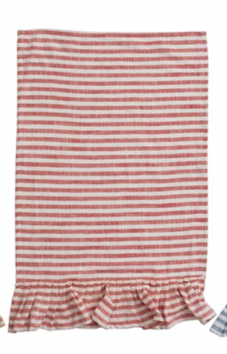 Ruffled Striped Tea Towel