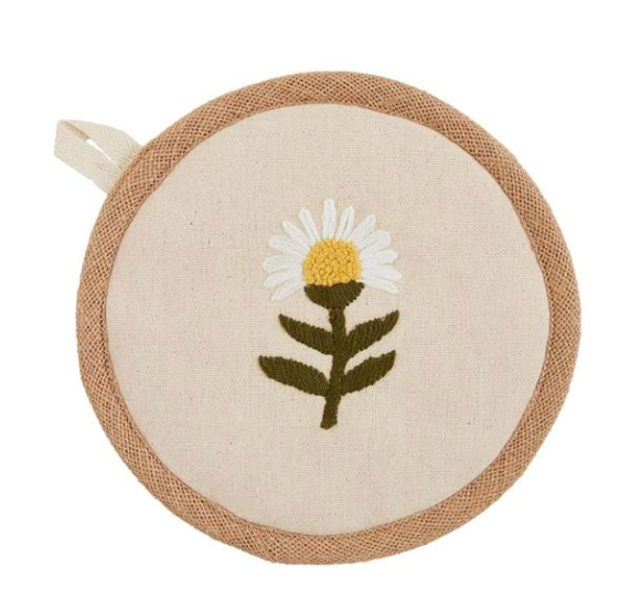 Floral Embroidery Pot Holder