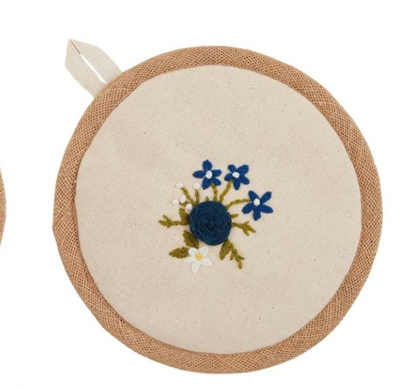 Floral Embroidery Pot Holder