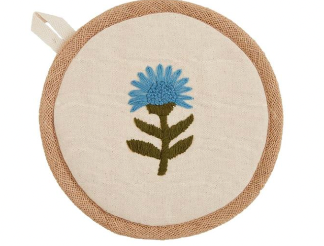 Floral Embroidery Pot Holder