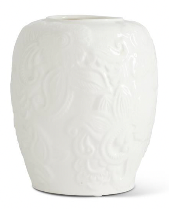 White Embossed Vase - Madison's Niche 