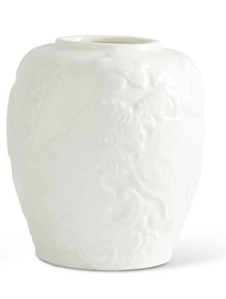 White Embossed Vase - Madison's Niche 