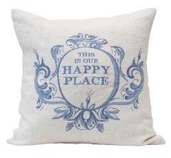 Square Blue & White Pillow with Sayings