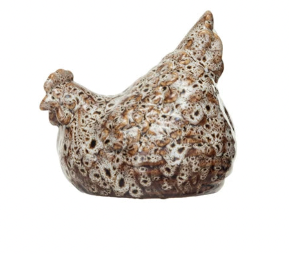 Brown Glaze Stone Hen