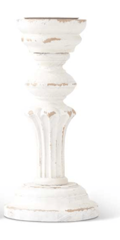 White Wood Candle Holder