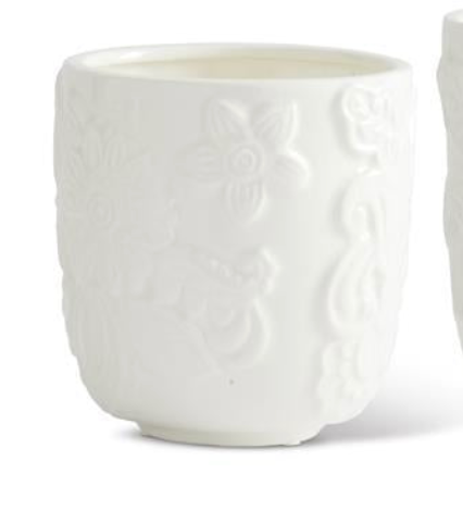 White Embossed Pot - Madison's Niche 