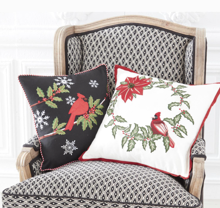 Holly & Cardinal Pillow