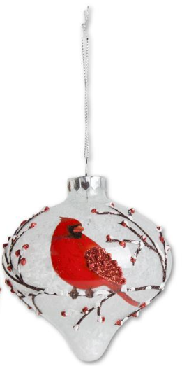 Glass Ornament with Cardinal